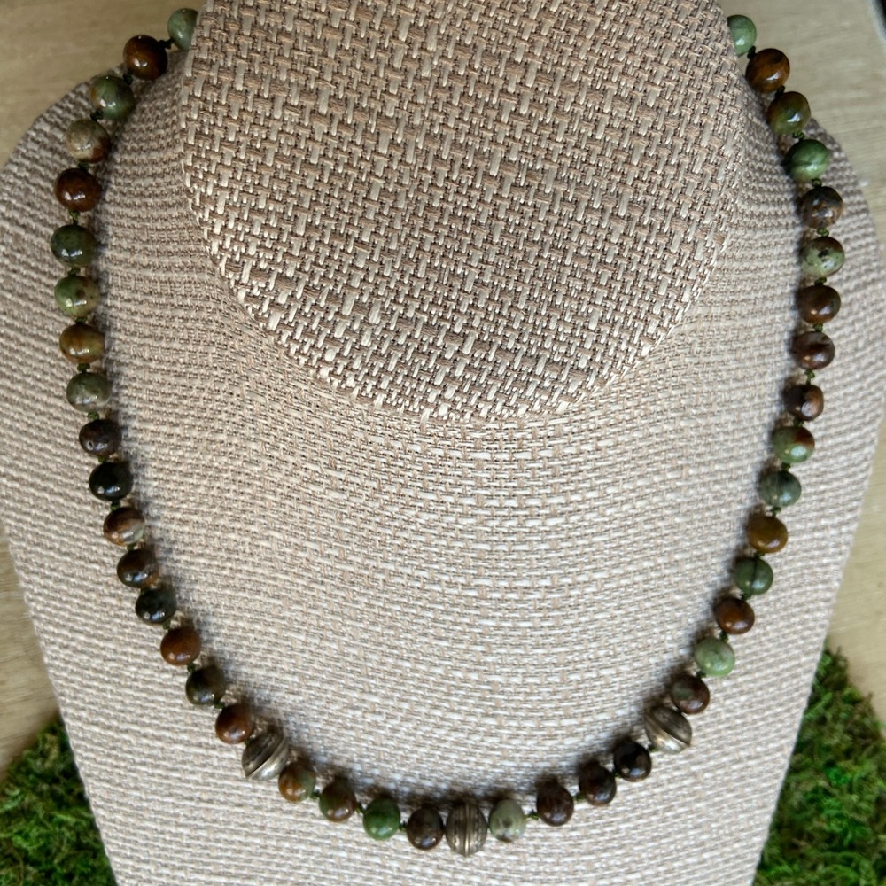 Green opal and sterling necklace